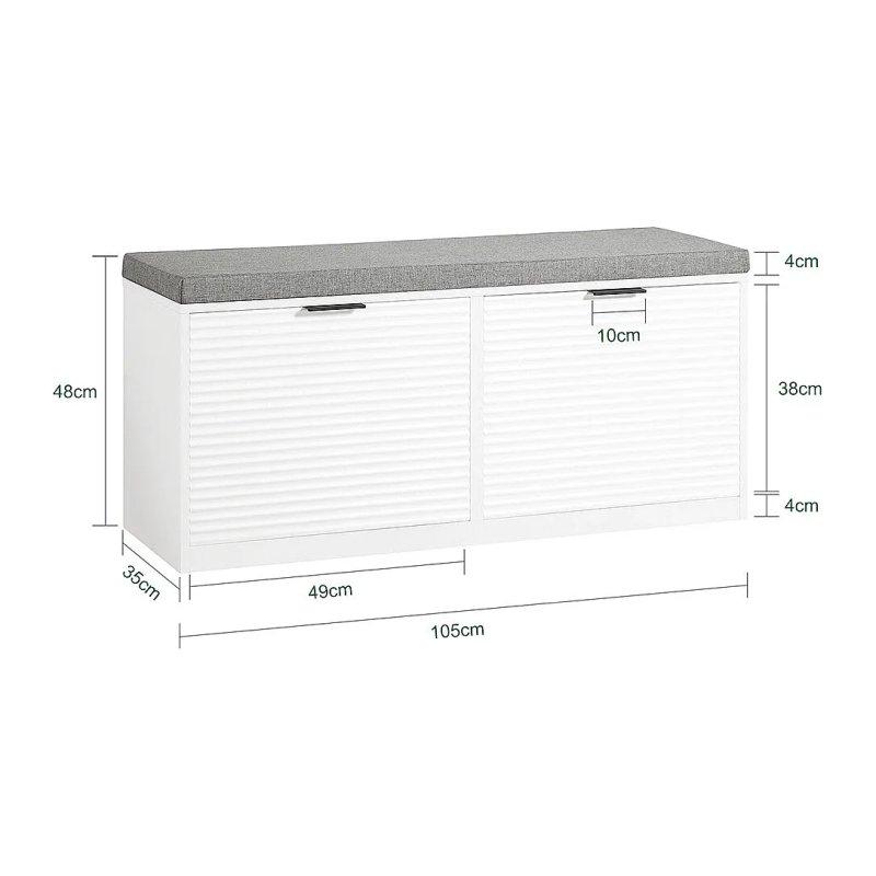 Beyaz MDF Minderli ve Düşer Kapaklı Ayakkabılık - 105x35x48 cm - 118303