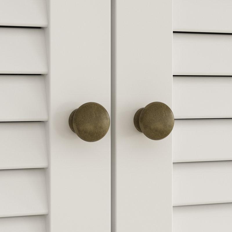 Beyaz MDF Panjurlu Kapaklı Ayaklı Country Banyo Dolabı-182x77x40 cm - 114085