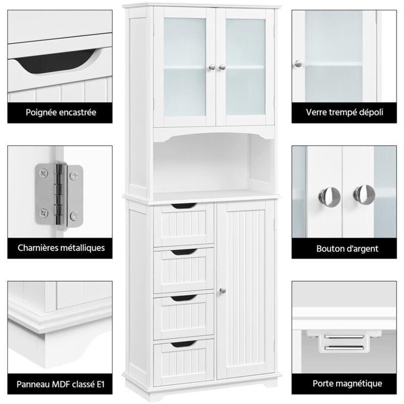 Beyaz MDF Raf Ayarlı Banyo Dolabı-63x30x166 cm - 113955
