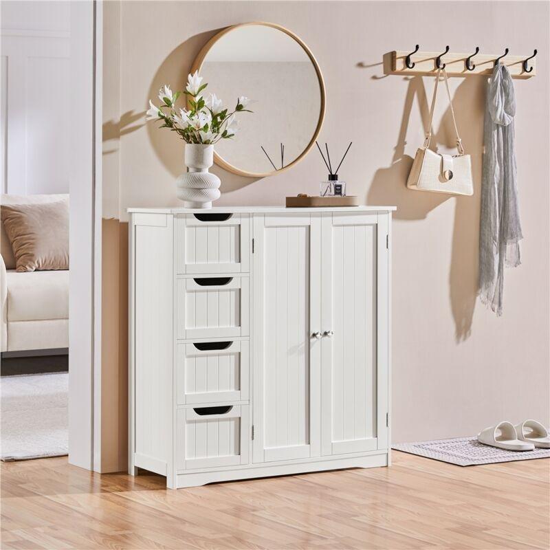 Beyaz MDF Raf Ayarlı Banyo Dolabı-81x30x83 cm - 113767