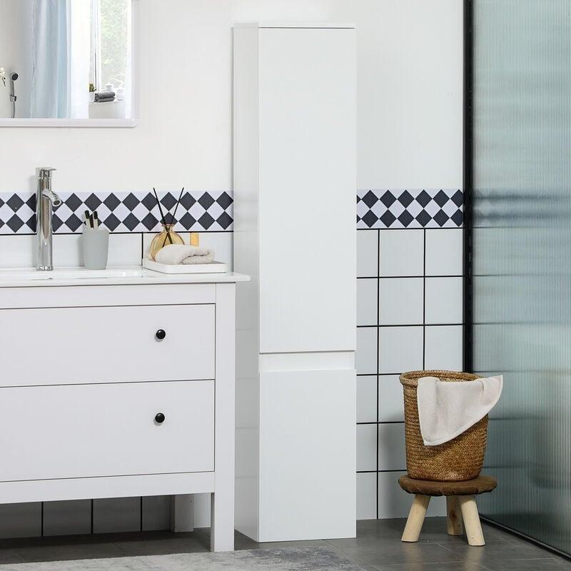 Beyaz MDF Raflı Banyo Dolabı-30x28x153 cm - 114036