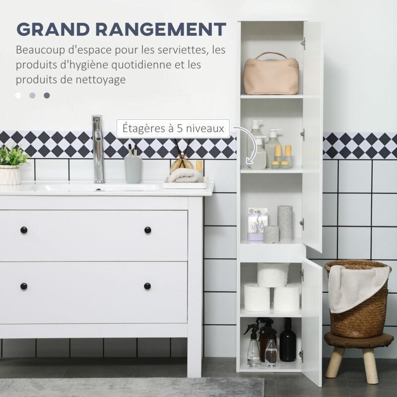 Beyaz MDF Raflı Banyo Dolabı-30x28x153 cm - 114036