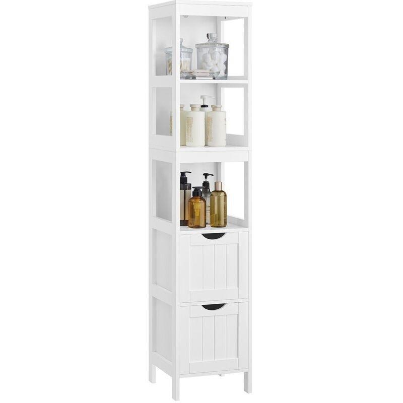Beyaz MDF Raflı Banyo Dolabı-30x30x142 cm - 113783