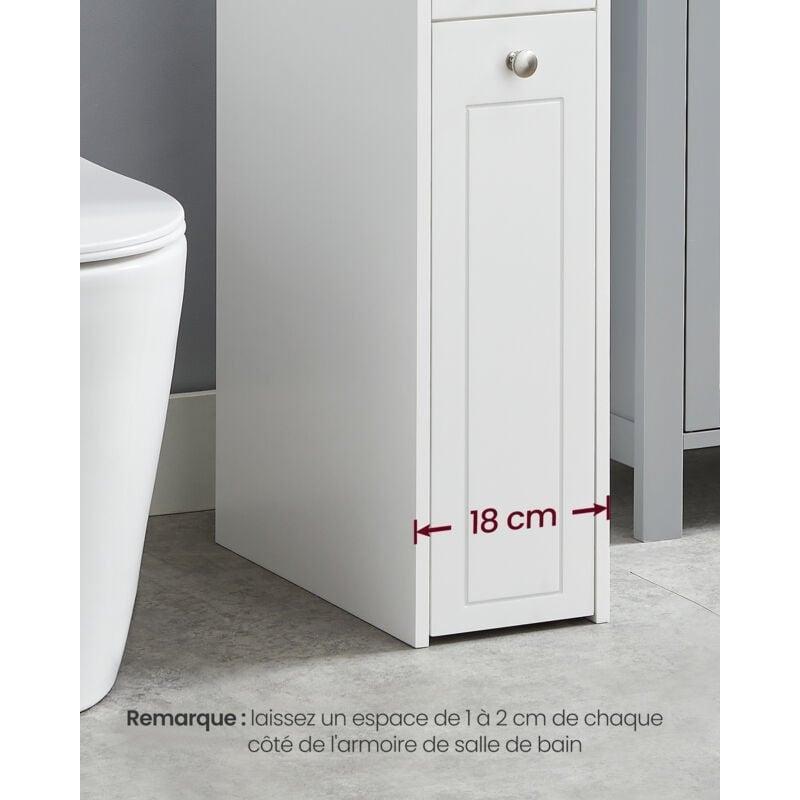 Beyaz MDF Tekerlekli Çekmeceli Raflı Banyo Dolabı-40x18x70 cm - 113780