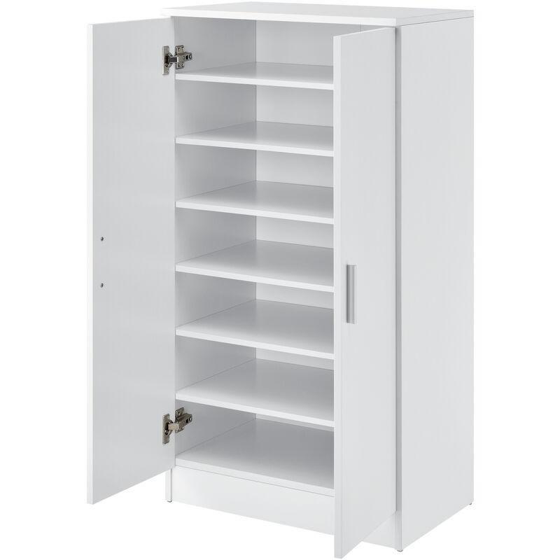 Beyaz Melamin 2 Kapaklı 7 Raflı Ayakkabılık Dolap - 108x55x35 cm - 119046