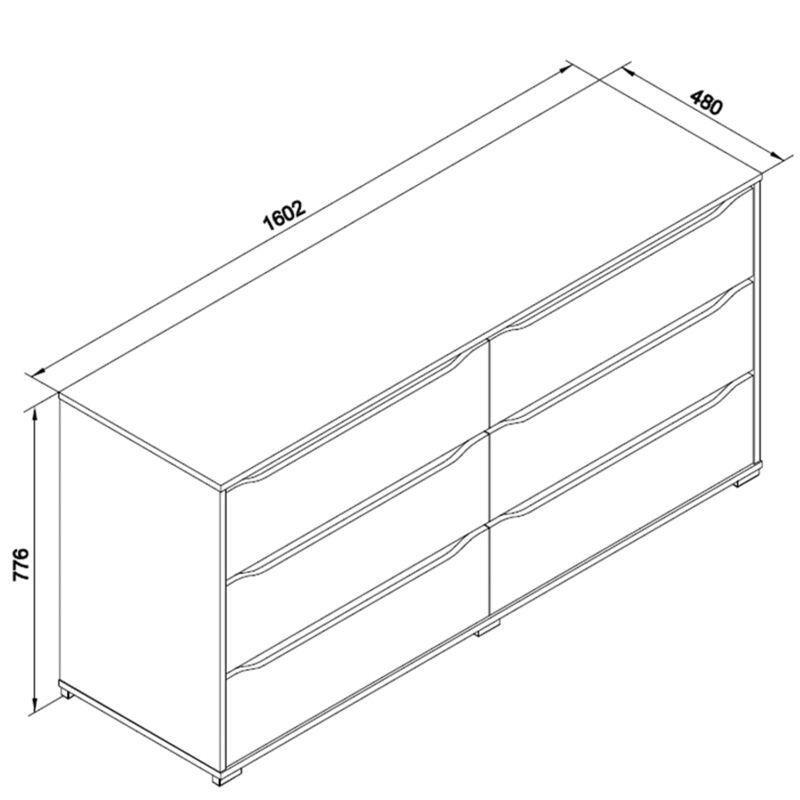 Beyaz Melamin Kaplama 6 Çekmeceli Geniş Şifonyer-160x78 cm - 123364