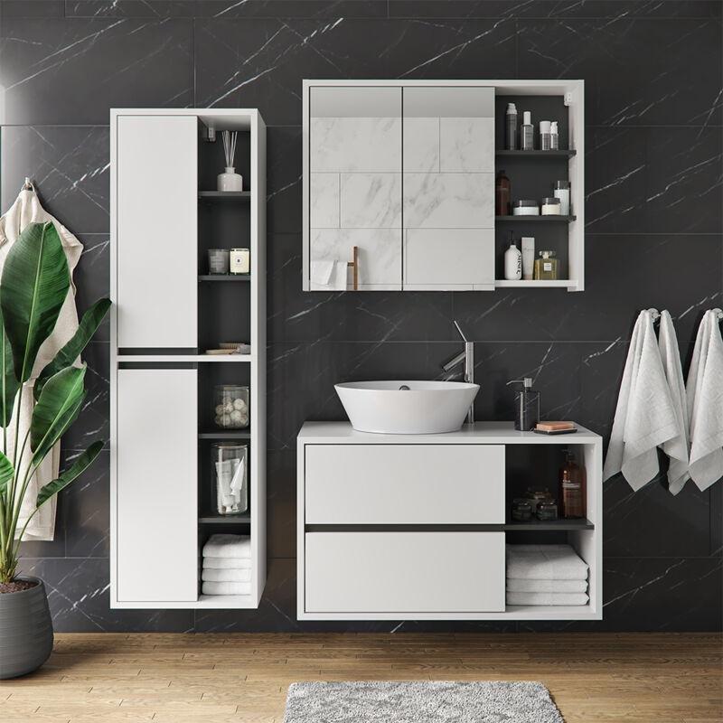 Beyaz Melamin Kaplamalı Raflı Banyo Dolabı-50x170x33 cm - 113900