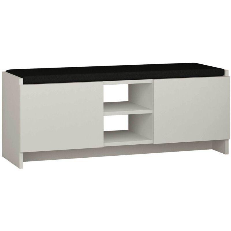 Beyaz Melamin Kaplı Çok Amaçlı Oturaklı Ayakkabılık - 110x37x43 cm - 119546