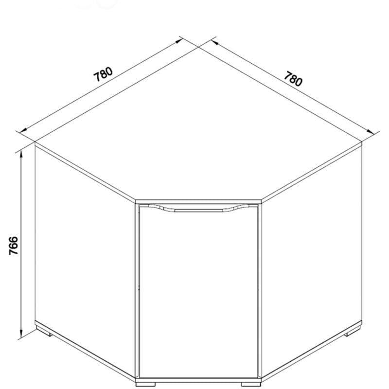 Beyaz Melamin Kaplı Kapaklı Köşe Şifonyer - 78x77 cm - 123560
