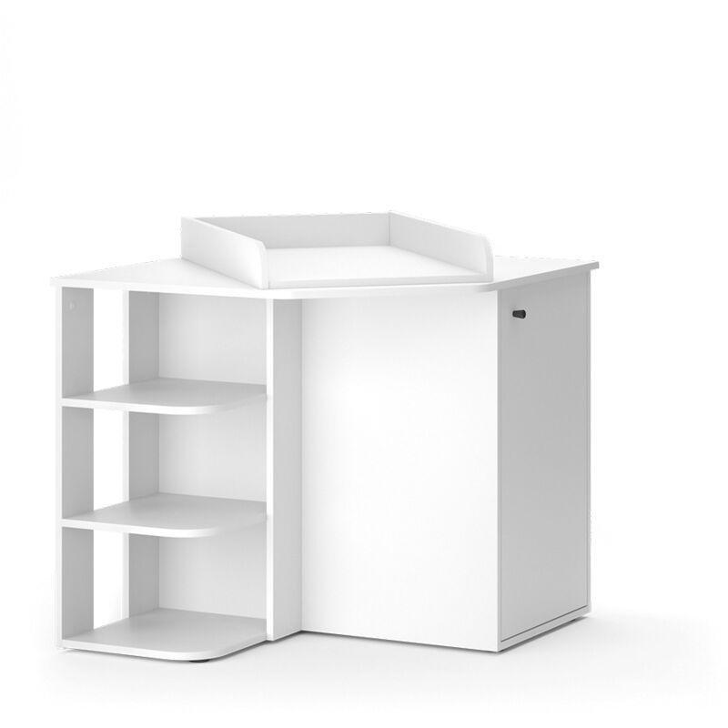 Beyaz Melamin Kaplı Köşe Tasarımlı Açık Raflı Şifonyer - 85x85x77 cm - 123130