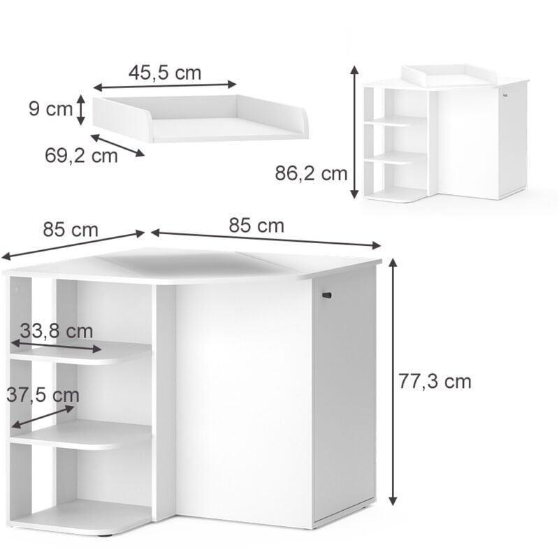Beyaz Melamin Kaplı Köşe Tasarımlı Açık Raflı Şifonyer - 85x85x77 cm - 123130