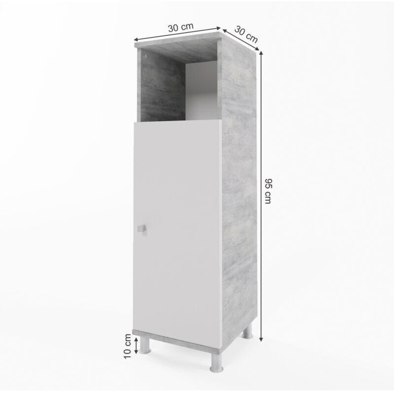 Beyaz Melamin Kaplı Raflı Banyo Dolabı-30x95x30 cm - 113933