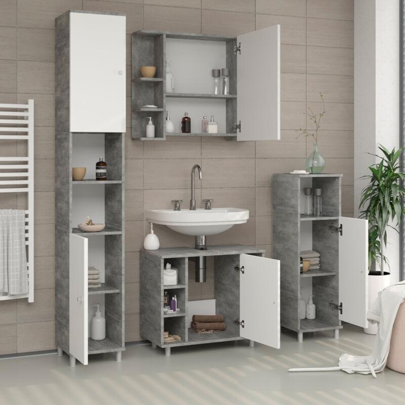 Beyaz Melamin Kaplı Raflı Banyo Dolabı-30x95x30 cm - 113933
