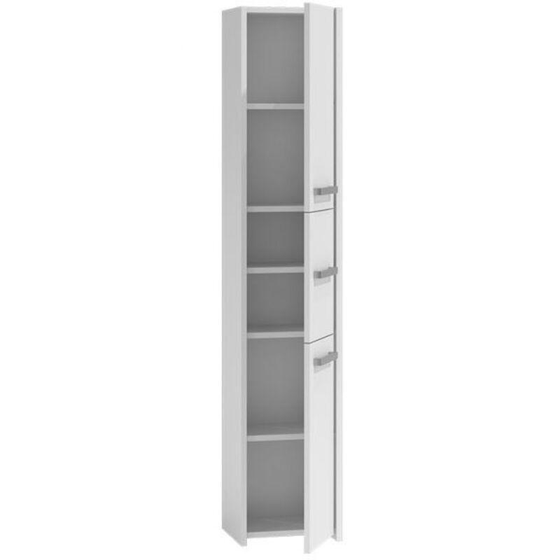 Beyaz Melamin Kaplı Yonga Levha 3 Kapaklı Raflı Banyo Dolabı-30x30x170 cm - 113721