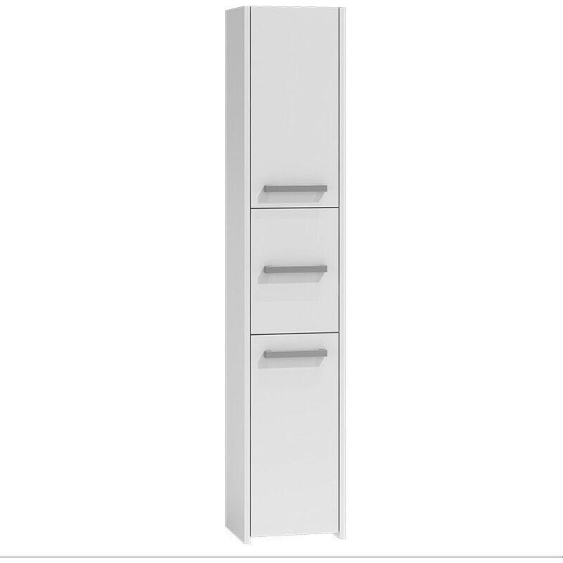 Beyaz Melamin Kaplı Yonga Levha 3 Kapaklı Raflı Banyo Dolabı-30x30x170 cm - 113721