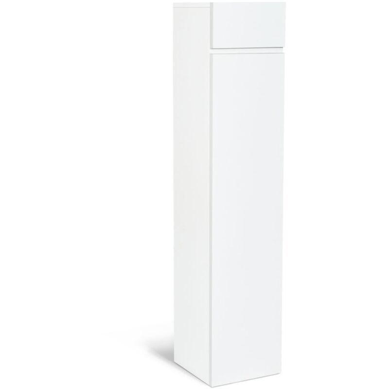 Beyaz Melamin Kaplı Yonga Levha Duvara Asılabilir Raflı Banyo Dolabı-25x25x114 cm - 114010