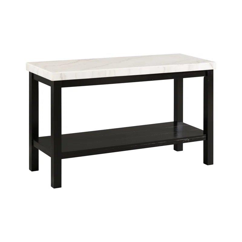 Beyaz Mermer ve Siyah Ahşap Alt Raflı Dresuar - 122x46x74 cm - 132056