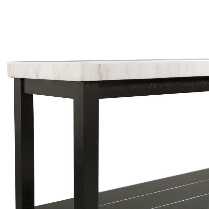 Beyaz Mermer ve Siyah Ahşap Alt Raflı Dresuar - 122x46x74 cm - 132056