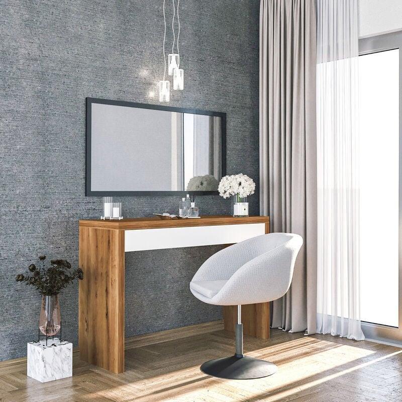 Beyaz Meşe MDF Çekmeceli Köşe Bilgisayar Masası-120x40x76 cm - 115134