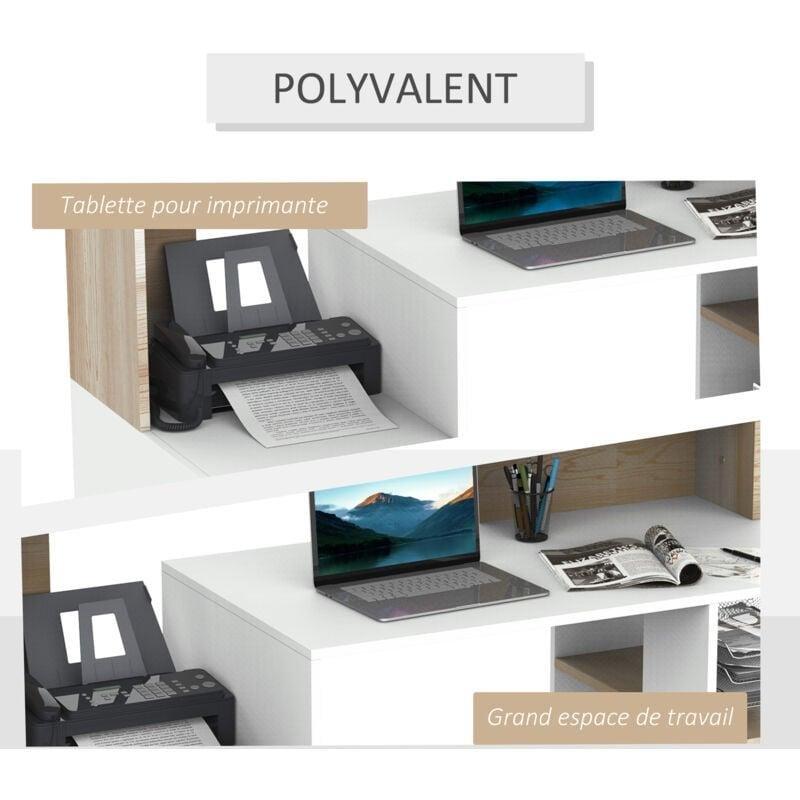 Beyaz Meşe MDF Raflı Bilgisayar Masası-137x55x92 cm - 115221