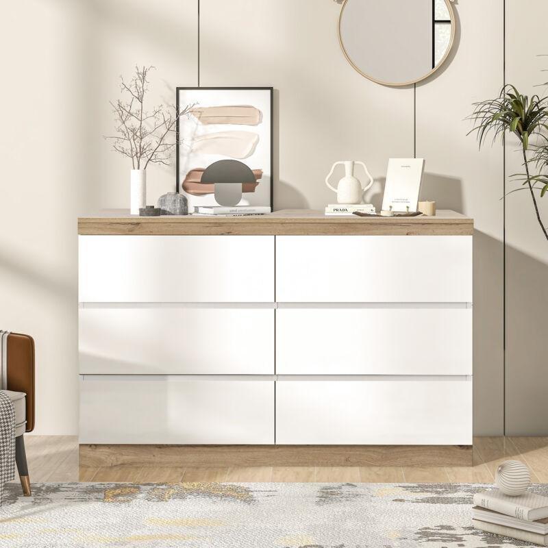 Beyaz Meşe Suntalam 6 Çekmeceli Şifonyer - 110x40x67 cm - 123480