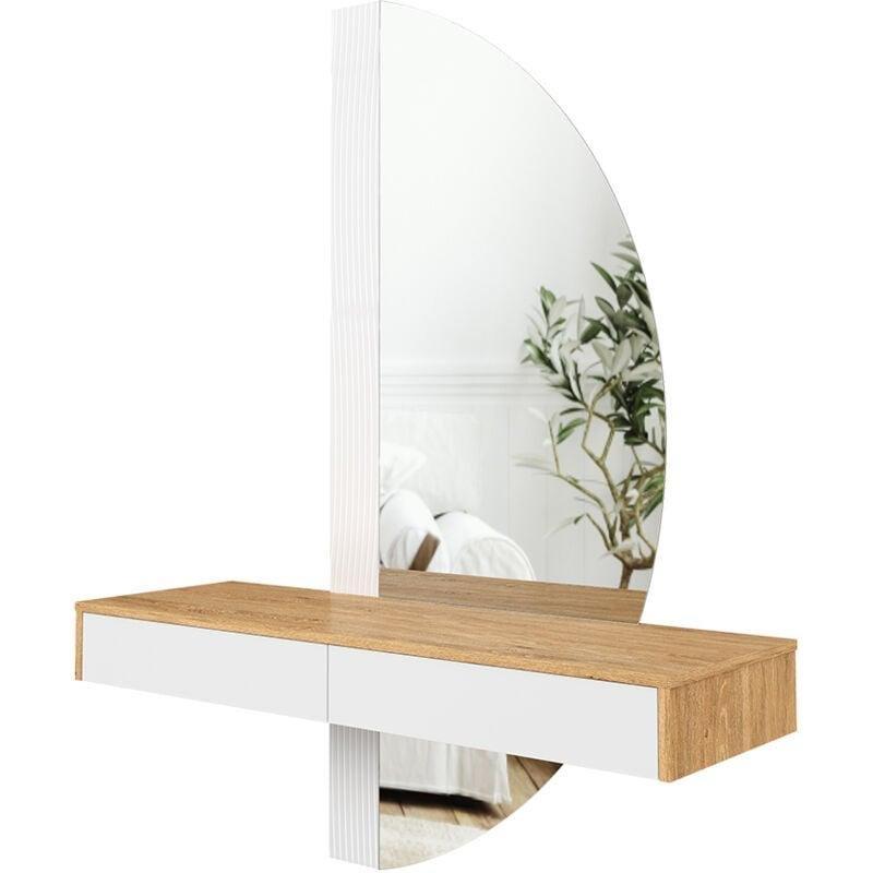 Beyaz Meşe Suntalam LED Işıklı Çekmeceli Makyaj Masası - 120 cm - 121946