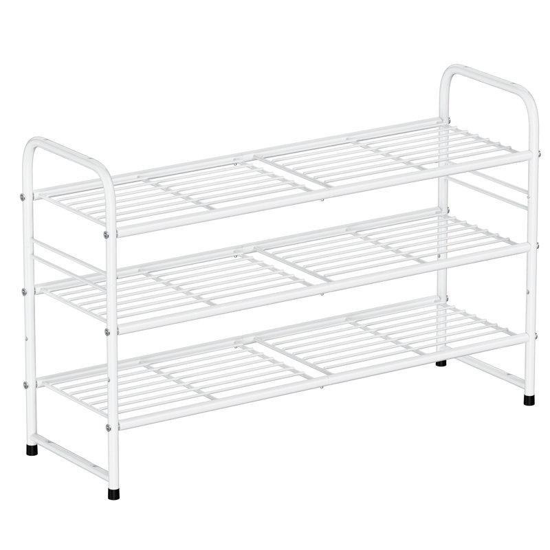 Beyaz Metal 3 Raflı İstiflenebilir Ayakkabılık - 84x31x61 cm - 120883