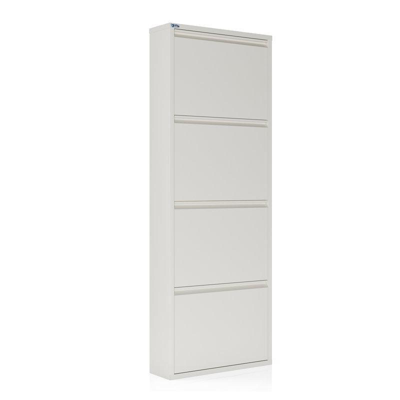 Beyaz Metal 4 Bölmeli Düşer Kapaklı Antibakteriyel Ayakkabılık - 50x15x136 cm - 120817