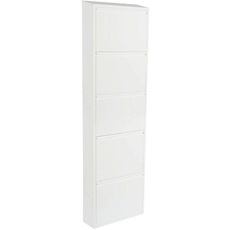 Beyaz Metal 5 Düşer Kapaklı Ayakkabılık - 50x169x15 cm - 119723