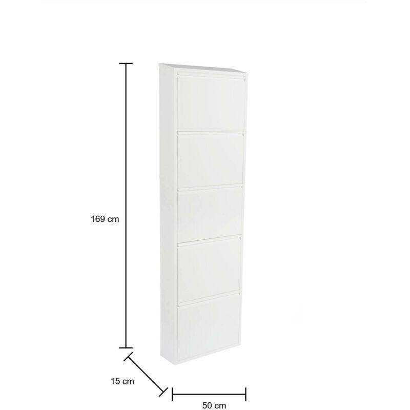 Beyaz Metal 5 Düşer Kapaklı Ayakkabılık - 50x169x15 cm - 119723