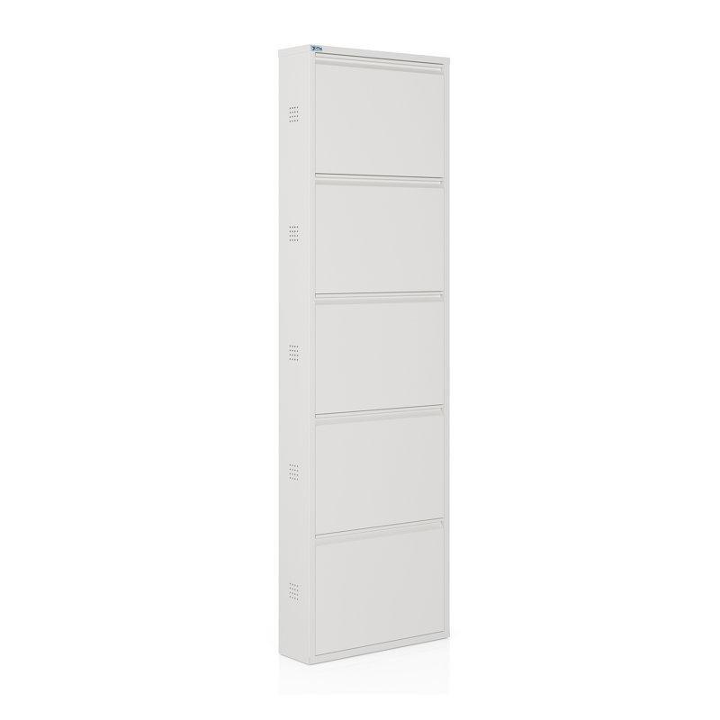 Beyaz Metal 5 Katlı Düşer Kapaklı Antibakteriyel Ayakkabılık - 50x15x169 cm - 120763