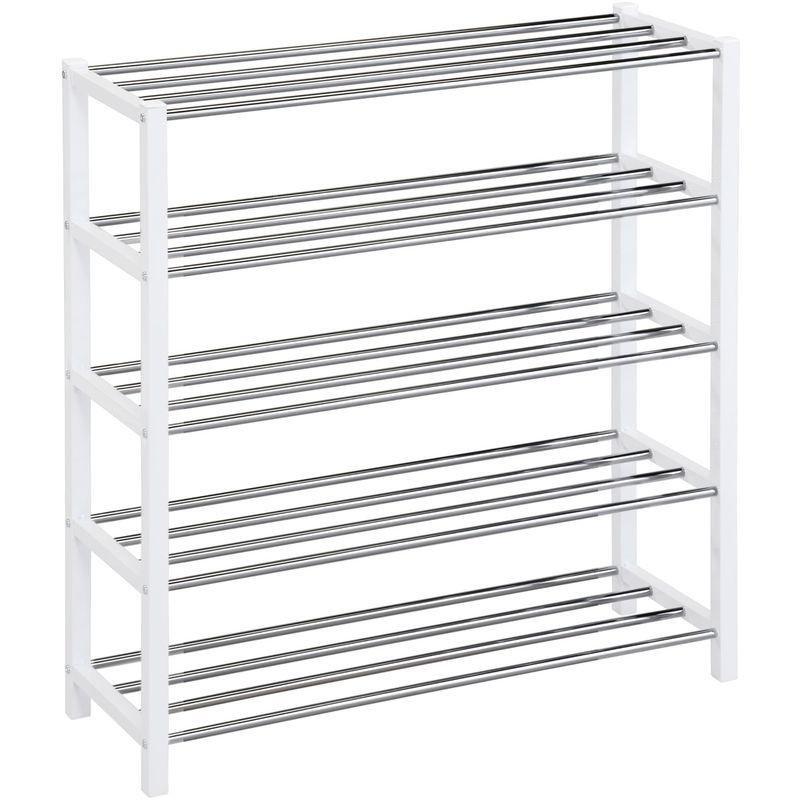 Beyaz Metal 5 Katlı Krom Detaylı Ayakkabılık - 76 cm - 119813
