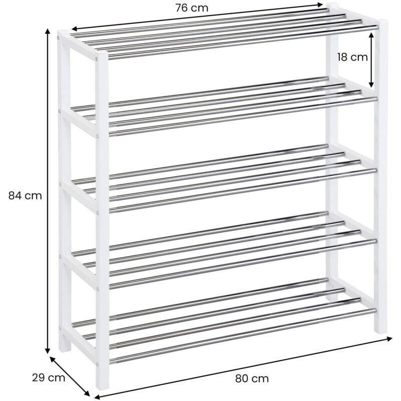 Beyaz Metal 5 Katlı Krom Detaylı Ayakkabılık - 76 cm - 119813