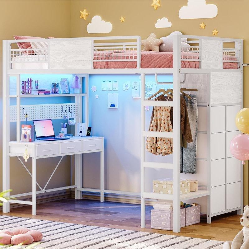 Beyaz Metal Çalışma Masalı 11 Çekmeceli RGB Ledli ve Şarj İstasyonlu Ranza - 107x195 cm - 124791 Beyaz Metal Çalışma Masalı 11 Çekmeceli RGB Ledli ve Şarj İstasyonlu Ranza - 107x195 cm - 124791