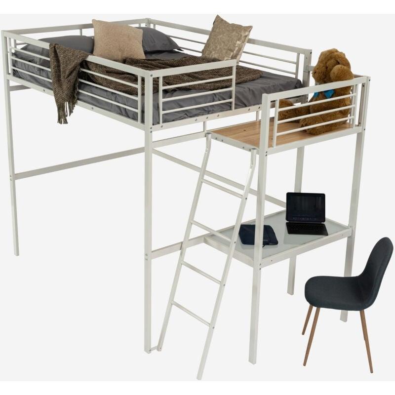 Beyaz Metal Cam Tablalı Çalışma Masalı Ranza - 140x190 cm - 124955