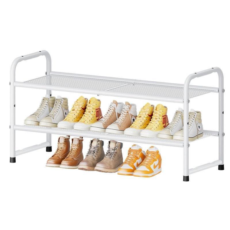 Beyaz Metal İstiflenebilir Fileli Ferforje Ayakkabılık - 84x31x41 cm - 121129