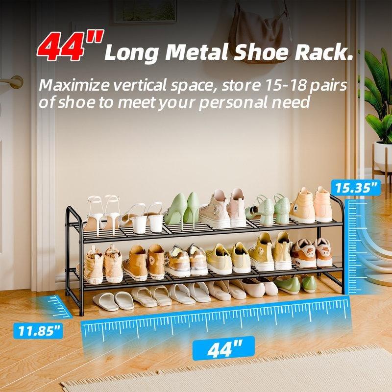 Beyaz Metal Paslanmaz İstiflenebilir Ferforje Ayakkabılık - 112x30x40 cm - 121198