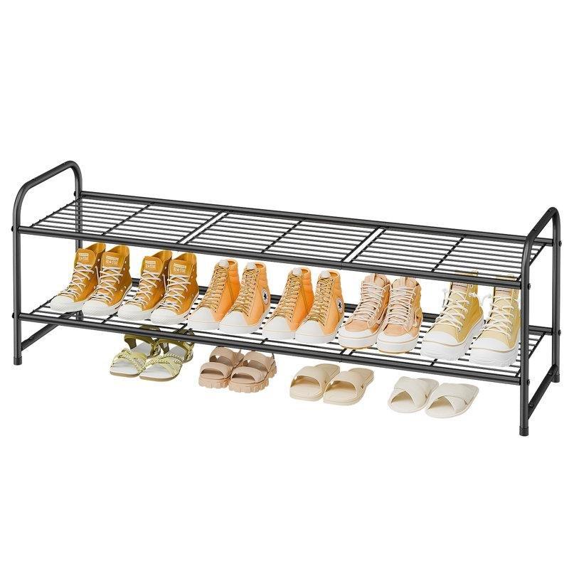 Beyaz Metal Paslanmaz İstiflenebilir Ferforje Ayakkabılık - 112x30x40 cm - 121198