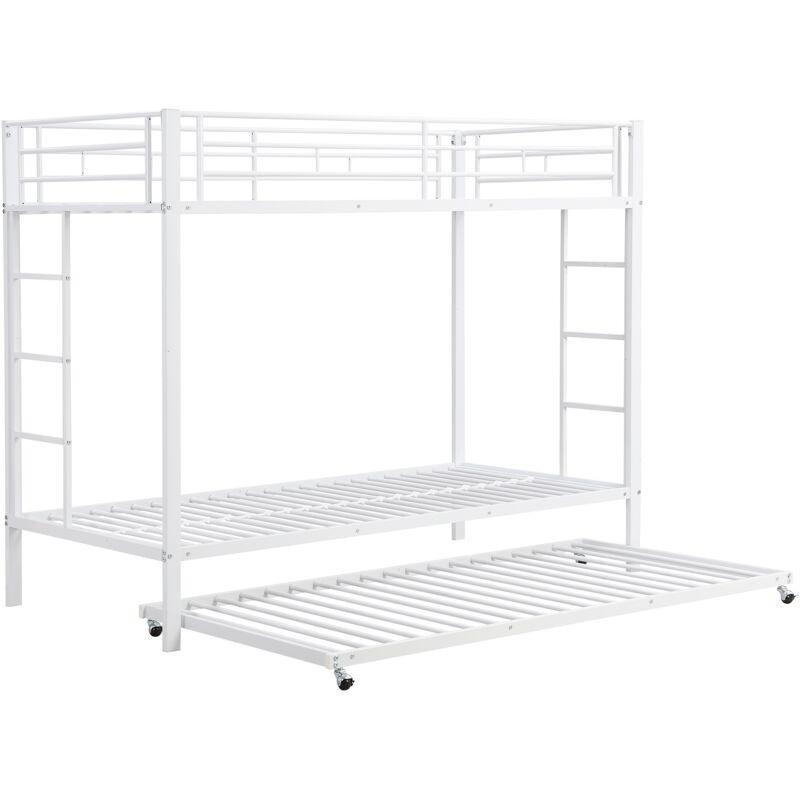 Beyaz Metal Yavru Yataklı Yüksek Korkuluklu Ranza - 90x200 cm - 125270