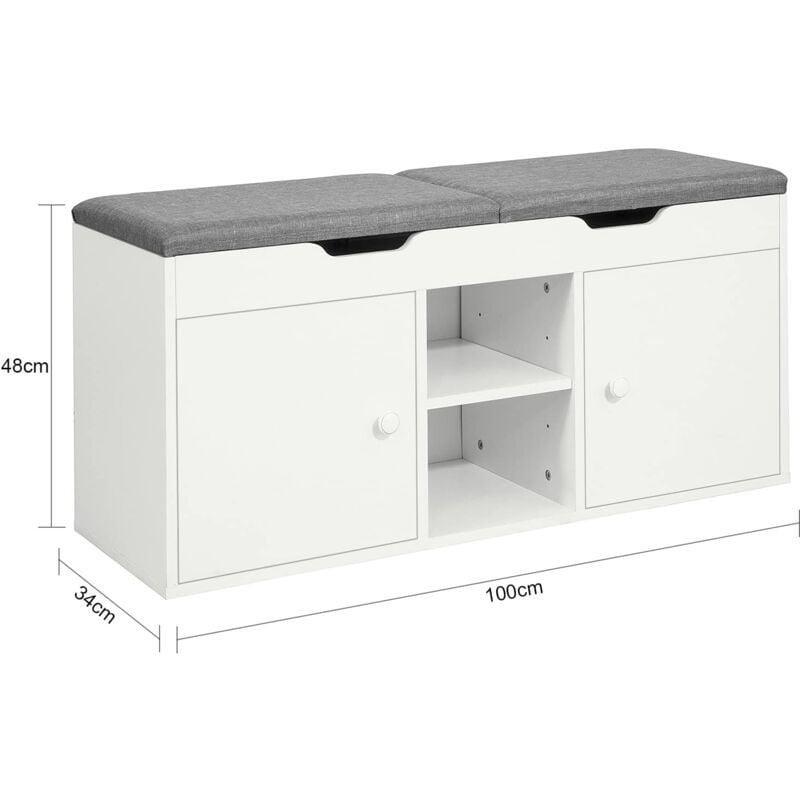 Beyaz Minderli Gizli Bölmeli Kapaklı Bench Ayakkabılık - 100x34x48 cm - 120357