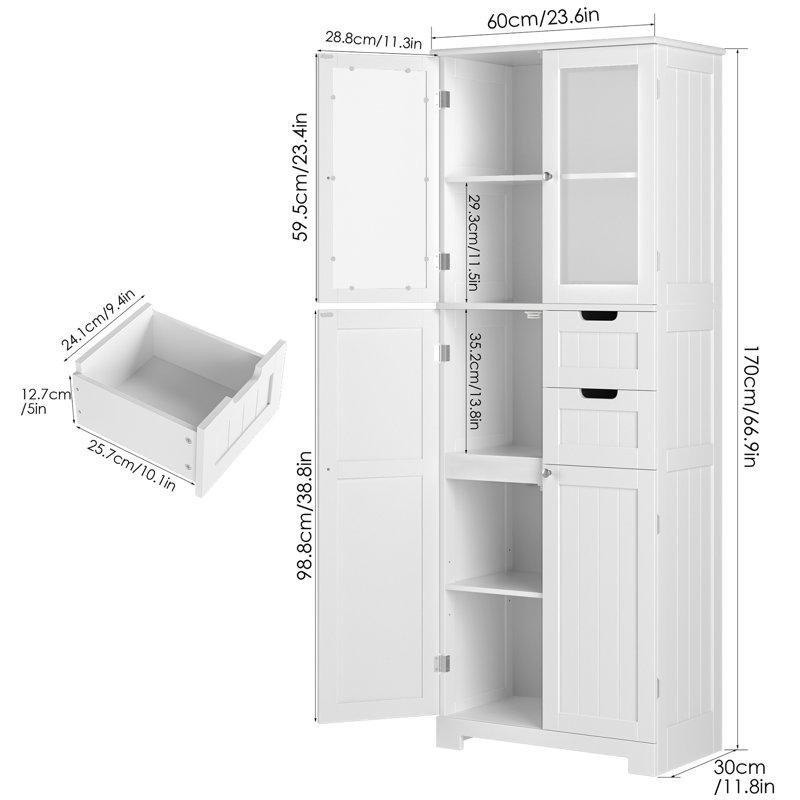 Beyaz Mühendislik Ahşap Raflı Country Banyo Dolabı-170x60x30 cm - 114115