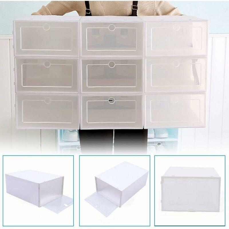 Beyaz Plastik 24lü İstiflenebilir Kapaklı Çok Amaçlı Ayakkabılık - 33x23x14 cm - 119923