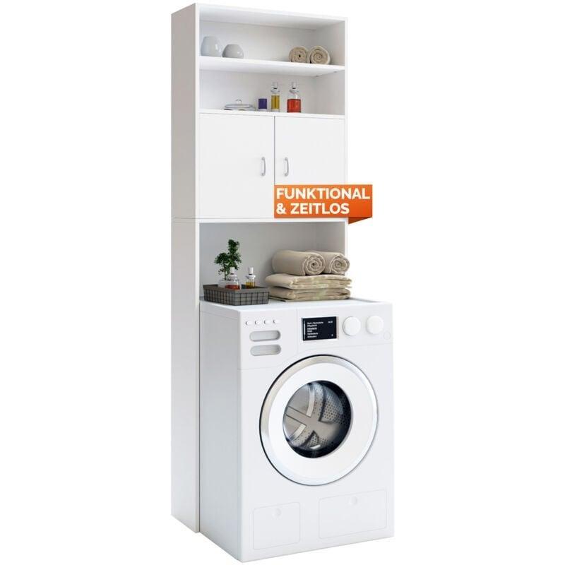 Beyaz Plastik Duvara Sabitlemeli Raflı Çamaşır Makinesi Dolabı-185x63x20 cm - 118014