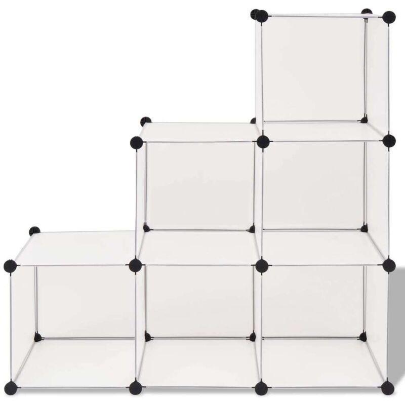 Beyaz Polipropilen 6 Bölmeli Modüler Ayakkabılık - 110x37x110 cm - 120504