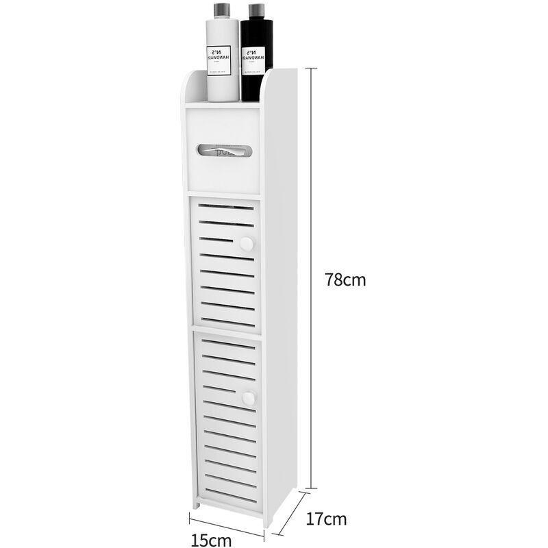 Beyaz Polipropilen Ayaklı Çok Katlı Banyo Dolabı-15x17x78 cm - 113594