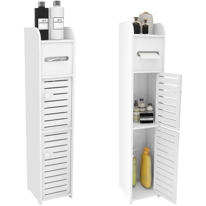 Beyaz Polipropilen Ayaklı Çok Katlı Banyo Dolabı-15x17x78 cm - 113594