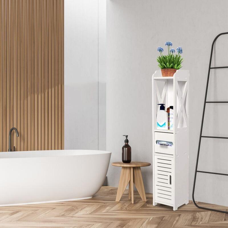 Beyaz Polipropilen Suya Dayanıklı Raflı Banyo Dolabı-80x20x20 cm - 113696