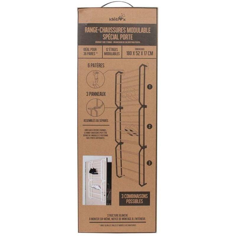 Beyaz Polipropilen ve Metal 36 Çift Kapasiteli Modüler Kapı Arkası Ayakkabılık - 52x17x180 cm - 120258