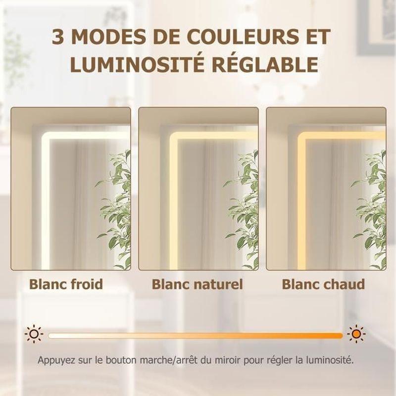 Beyaz Priz ve USB Çıkışlı LED Işıklı Çekmeceli Makyaj Masası - 85x38x136 cm - 122281