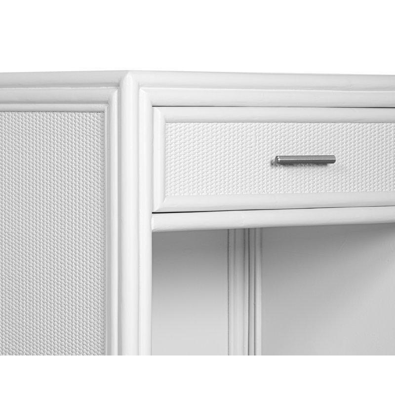 Beyaz Rattan Detaylı Ahşap Tek Çekmeceli Komodin - 72x51x77 cm - 128119